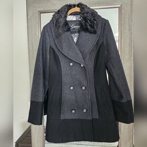 Guess Women's Black and Gray Coat Size Small